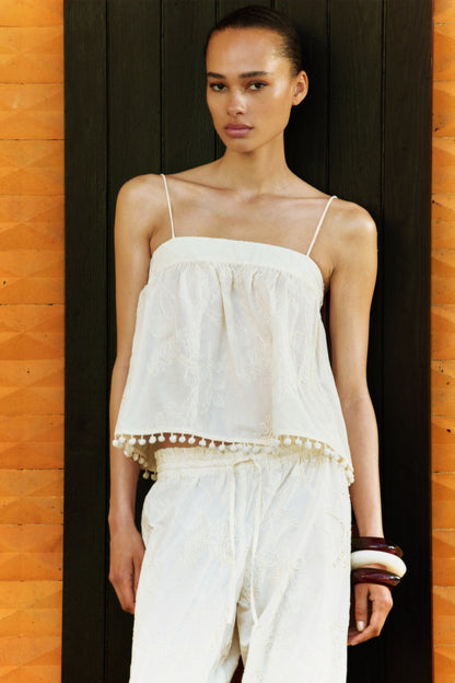 Embroidered strappy top
