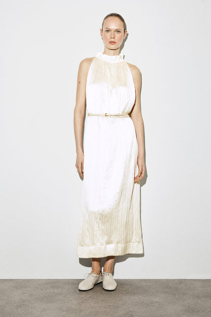 Crinkled-Satin Midi Dress