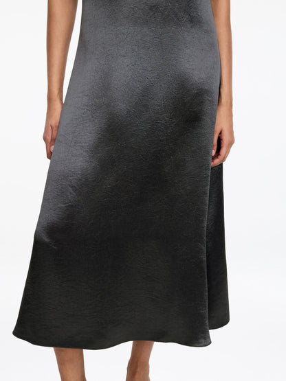 Crushed Satin Midi Dress