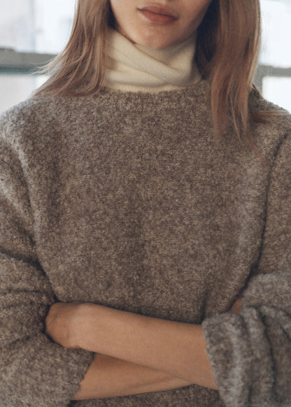 Round-neck bouclé sweater