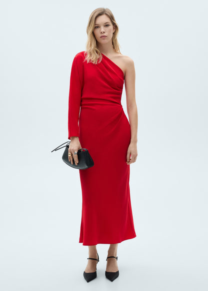 Asymmetric draped gown