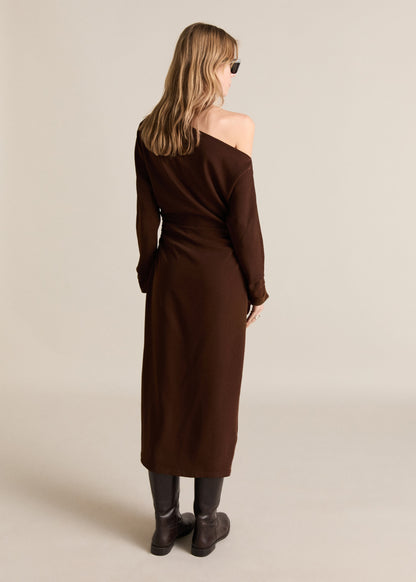 Asymmetrical dress with gathered sides