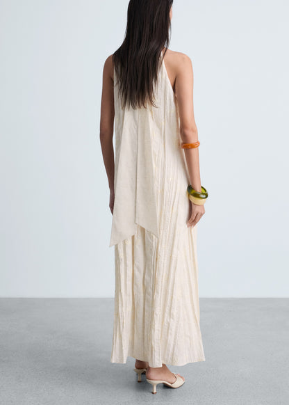 Embroidered linen-blend dress