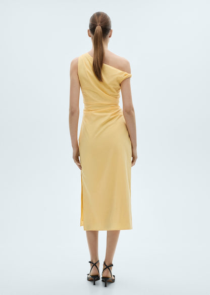 Draped asymmetrical midi-dress