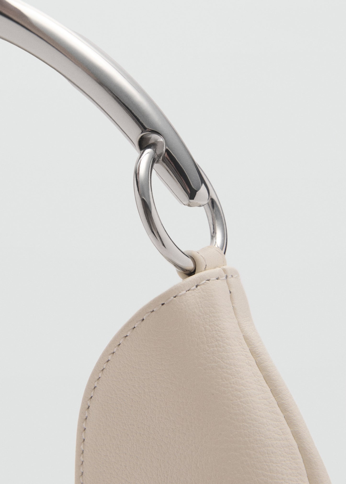 Leather shoulder bag with metal handle