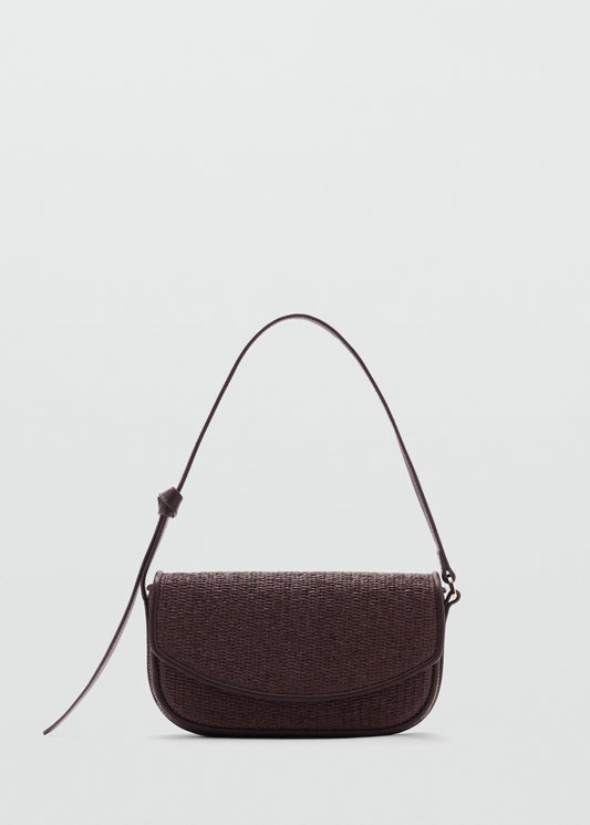 Raffia shoulder bag with flap