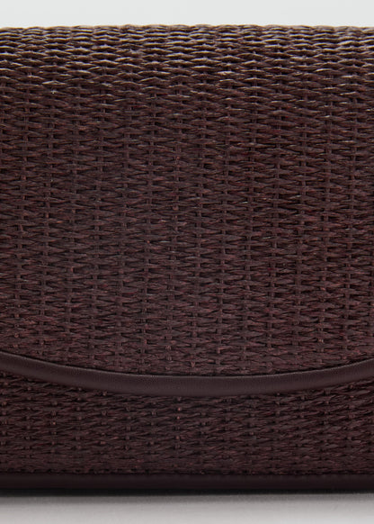 Raffia shoulder bag with flap