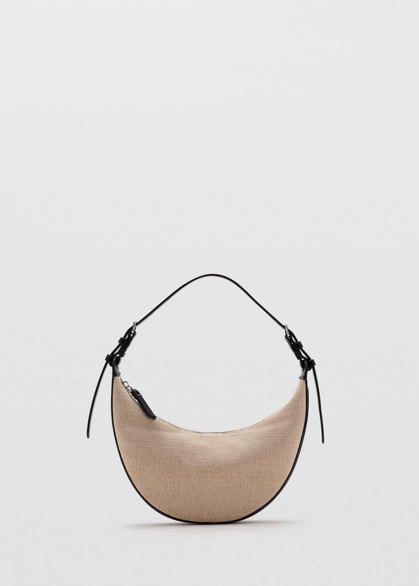 Mini oval linen-blend shoulder bag