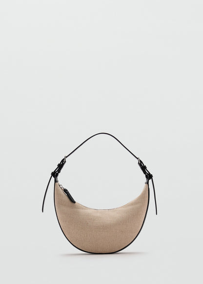 Mini oval linen-blend shoulder bag