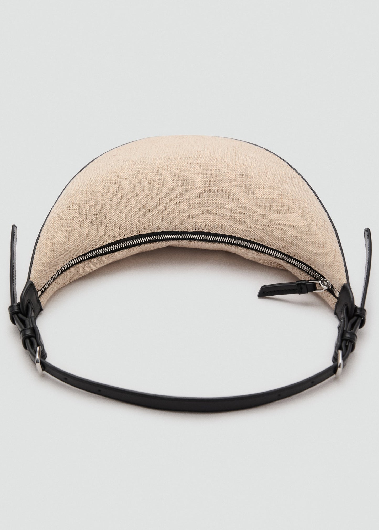 Mini oval linen-blend shoulder bag