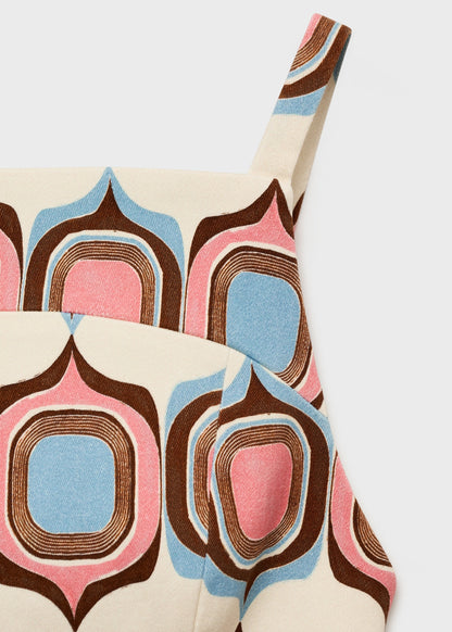 Printed boat-neck top