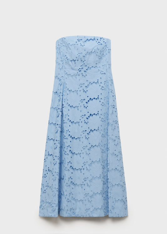 English embroidered strapless dress