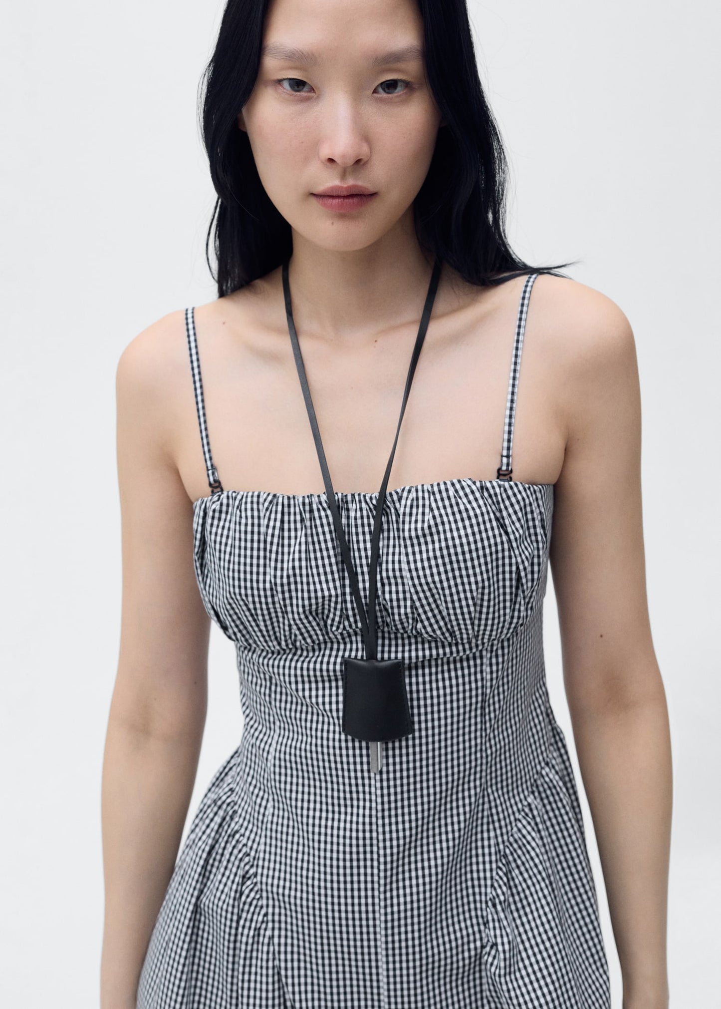 Gingham print midi dress