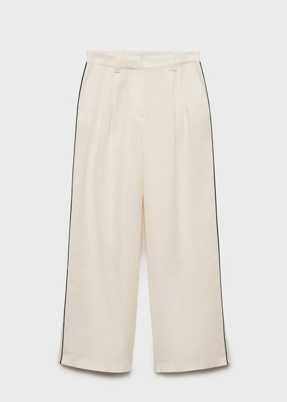 Contrast stripe linen trousers