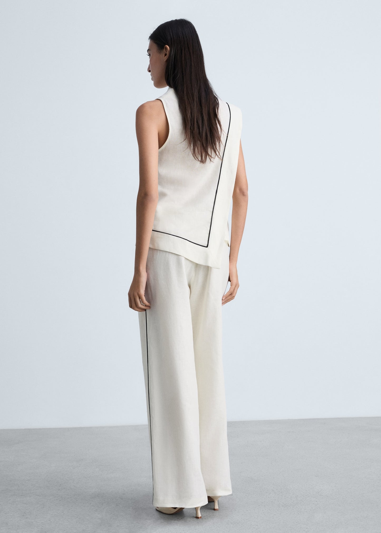 Contrast stripe linen trousers