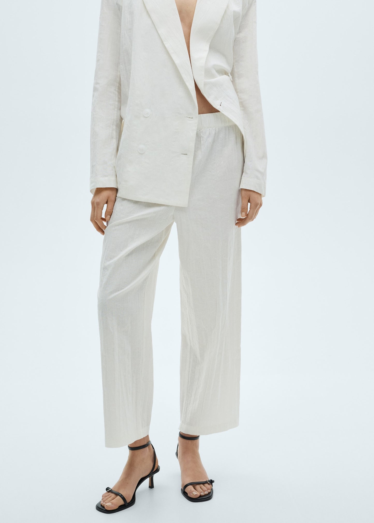 Linen-blend culotte suit trousers