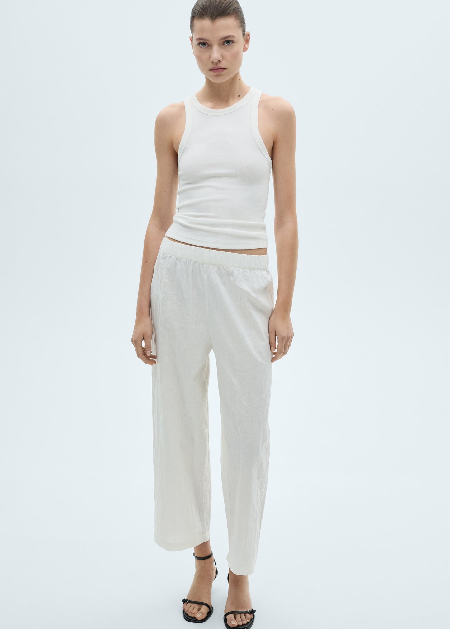 Linen-blend culotte suit trousers