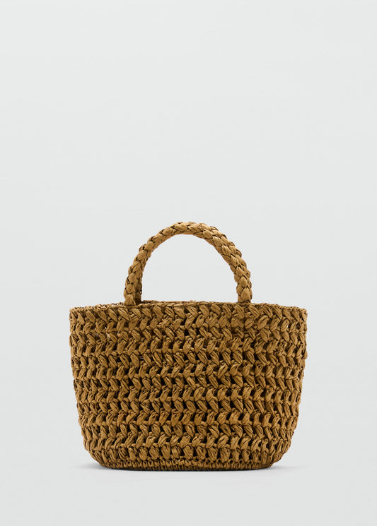 Natural-fibre double-handle bucket bag