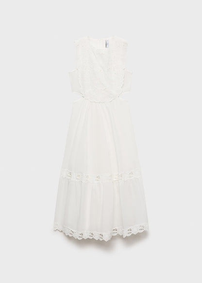 Embroidered dress with side slits