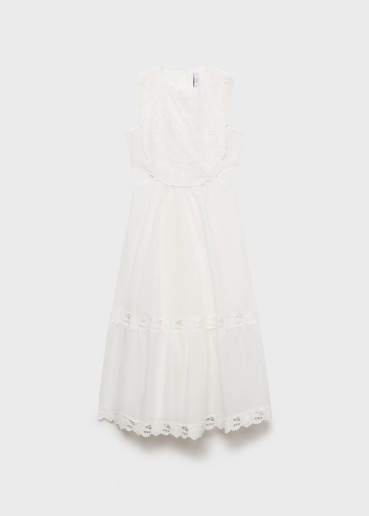 Embroidered dress with side slits