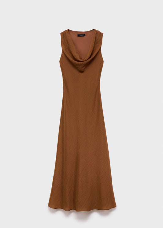 Draped neck lyocell dress