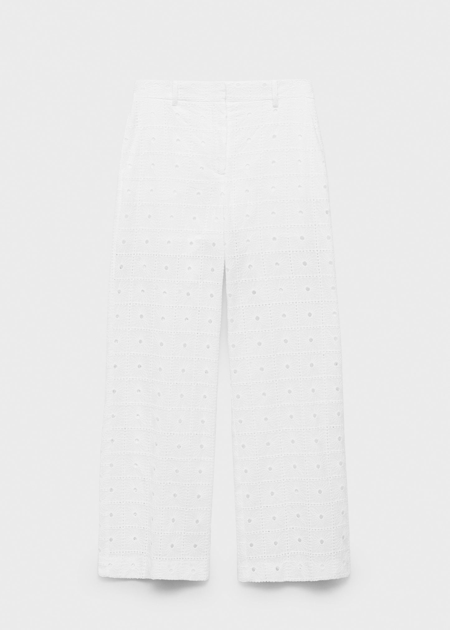 Straight-fit embroidered cotton trousers