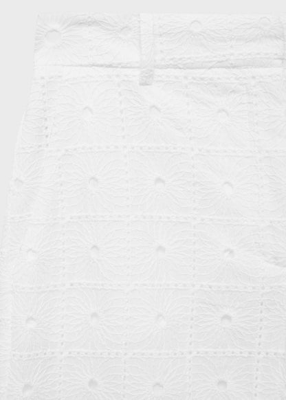 Straight-fit embroidered cotton trousers