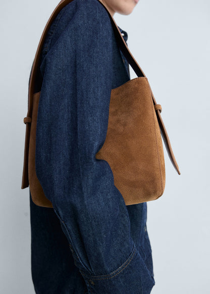 Suede mini shopper bag