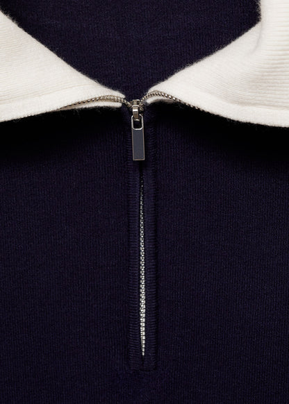 Contrast collar knit sweater