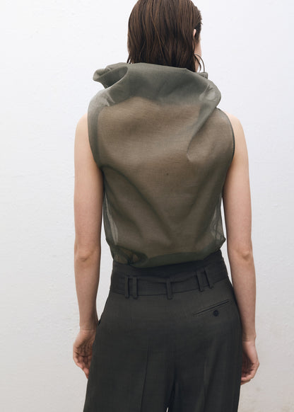 Silk blouse with asymmetrical neckline