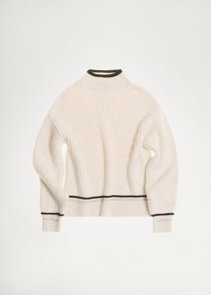 Perkins-neck sweater with contrasting details