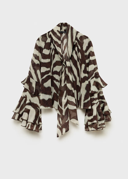 Printed blouse with flared sleeves