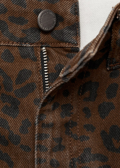 Leopard-print straight jeans