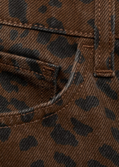 Leopard-print straight jeans