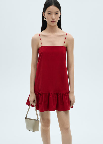 Ruffle dress with thin straps