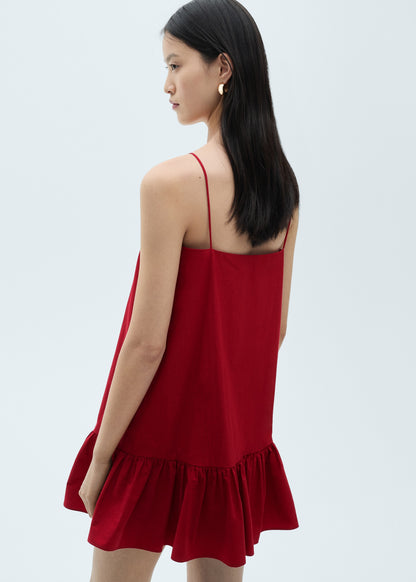 Ruffle dress with thin straps