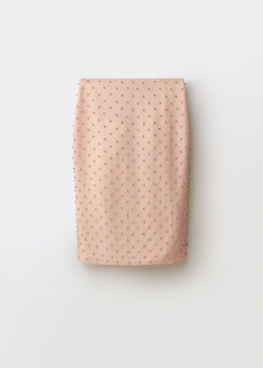 Midi skirt with crystal appliqués