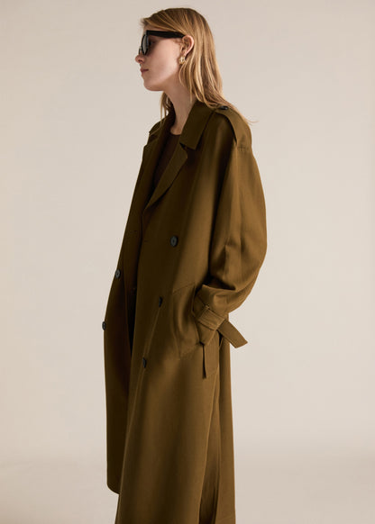 Oversized long lyocell trench coat