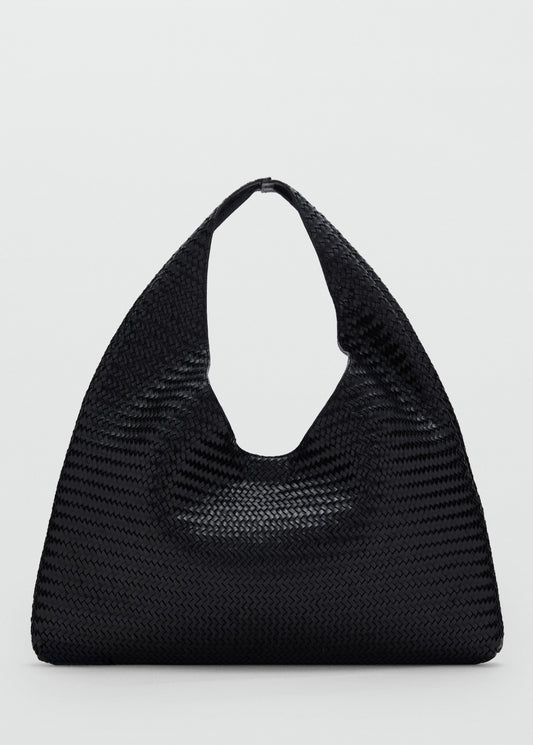 Large braided leather shoulder bag