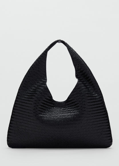 Large braided leather shoulder bag