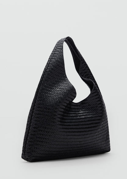 Large braided leather shoulder bag