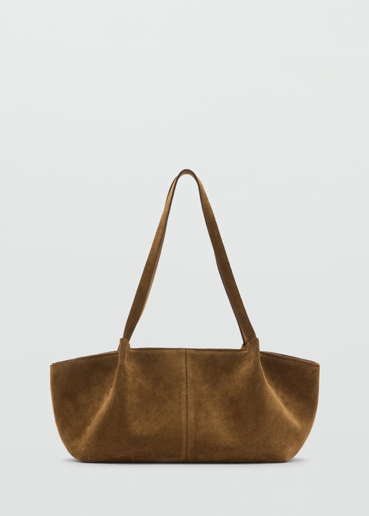 Double handle suede leather bag