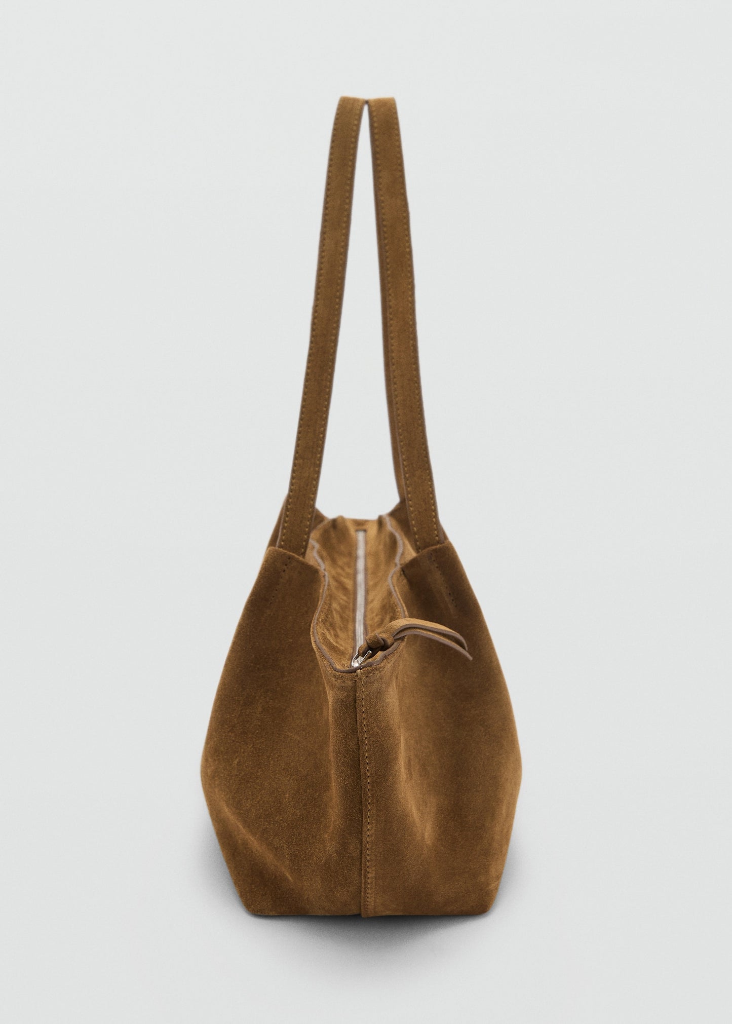 Double handle suede leather bag