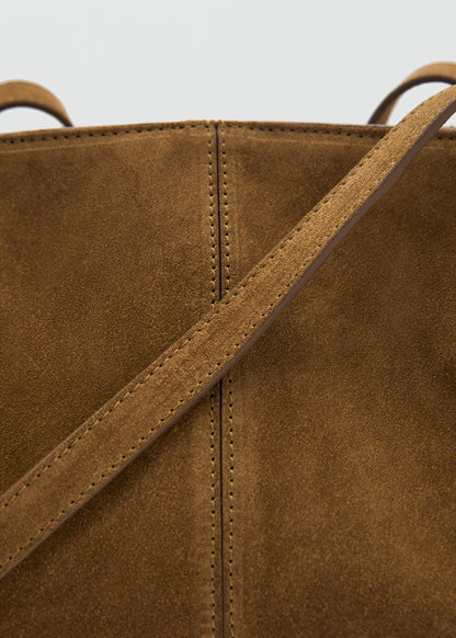 Double handle suede leather bag