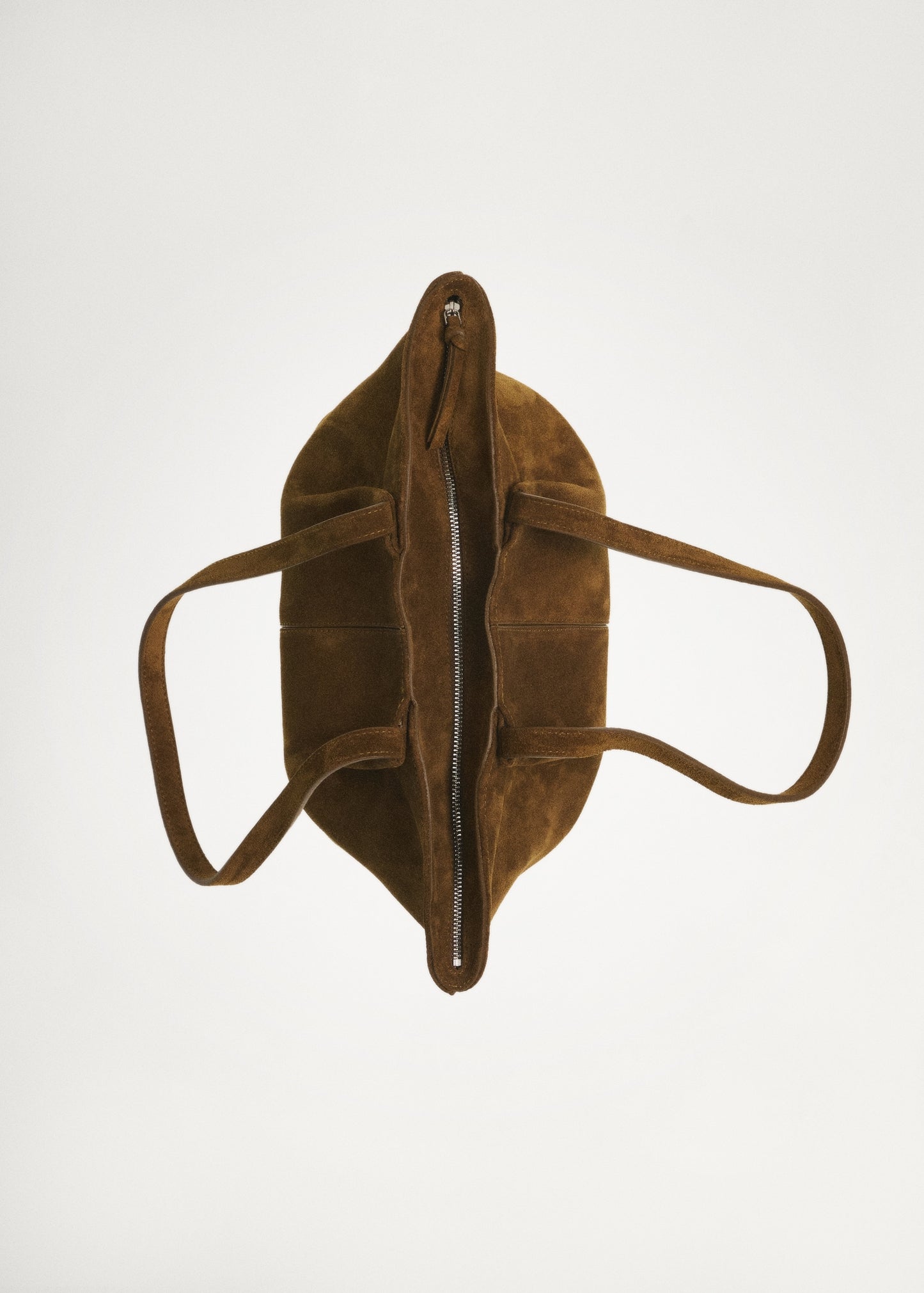 Double handle suede leather bag