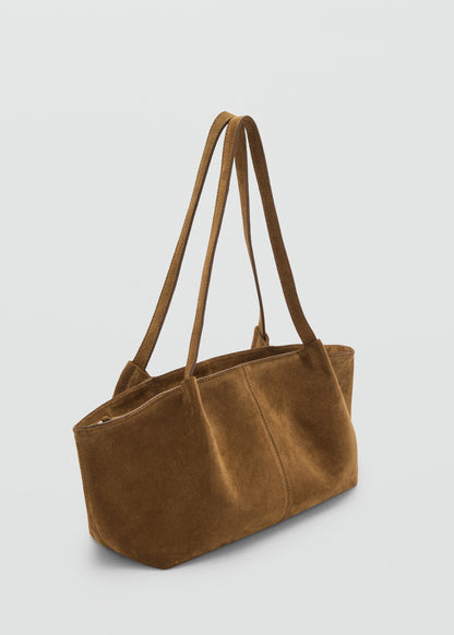 Double handle suede leather bag