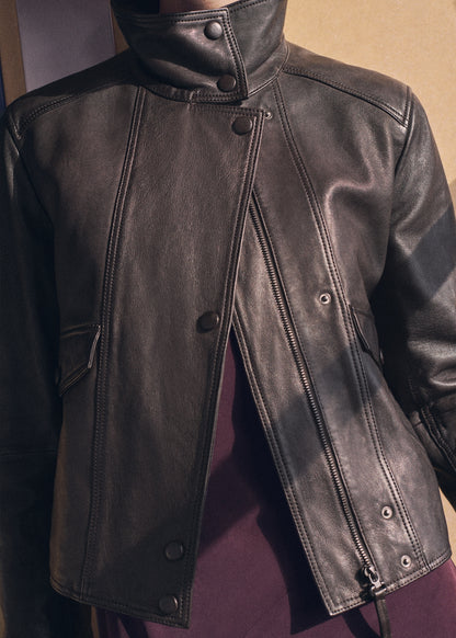 Pockets leather jacket