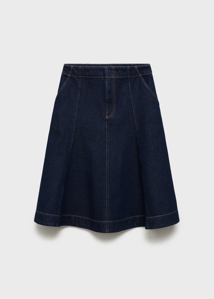 Flared denim skirt