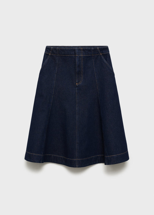 Flared denim skirt