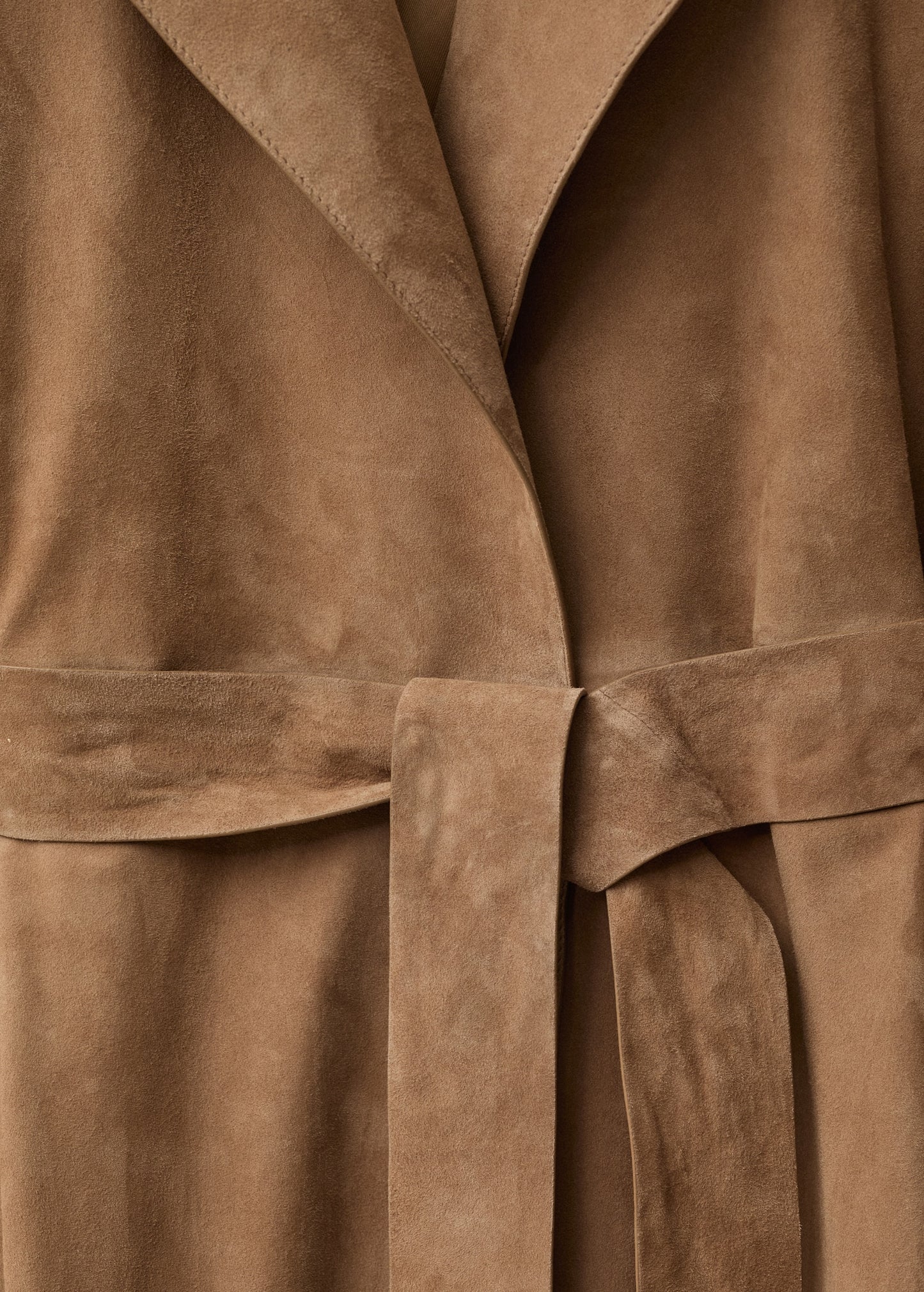 Belted suede trench coat